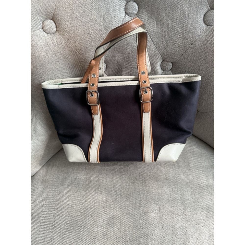 Coach Hampton Shoulder Bag Tote Faded Black Canvas with Leather Trim - Picture 2 of 5